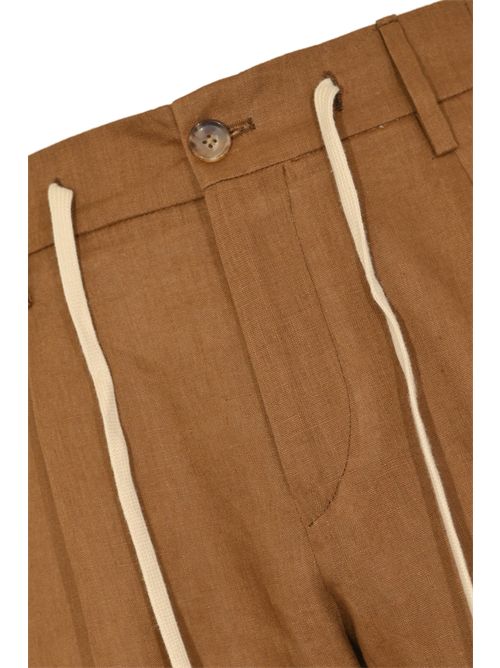Pantalone effetto lino Cacao DANIELE ALESSANDRINI | DUPL0002 LI00092009